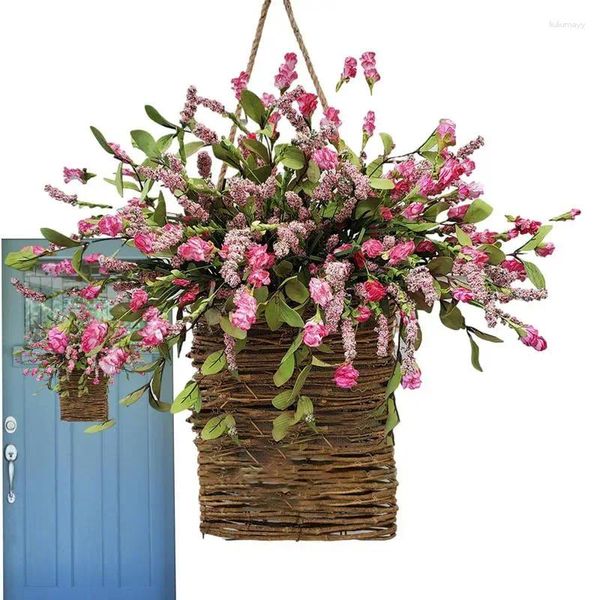 Jarrones Flor de seda Artificial simulación Día de San Valentín boda cesta colgante de pared decoración de fiesta falsa decoración de primavera