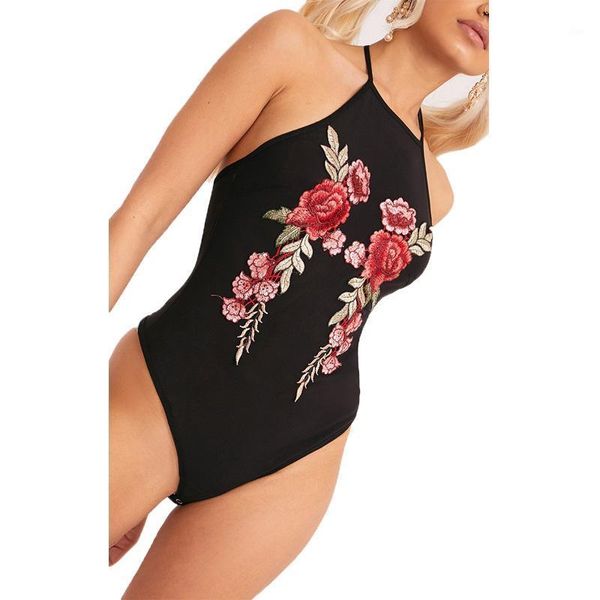 Kadın Tulumları Strappy Sırtsız Bodysuit Kadın Siyah Kolsuz Yaz Plajı Bodysuits Donanma Kepçe Boyun Çapraz İnce Cami Plus Boyut