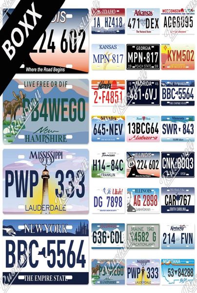 American States Licenses Plate Autonummer Blechschild Plakette Metall Dekoplatte für Auto Wohnzimmer Zuhause Garage Wanddekoration Souvenir9332832