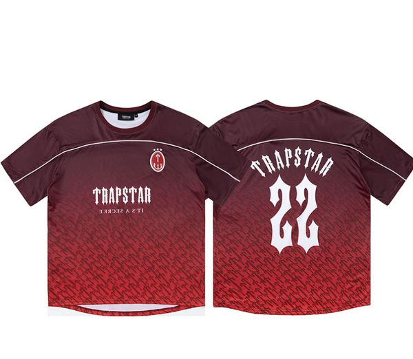 Moda nova trapstar 23 design camisetas masculinas de verão bordados e impressão de manga curta azul e preto masculino e feminino S-xl Qualidade superior