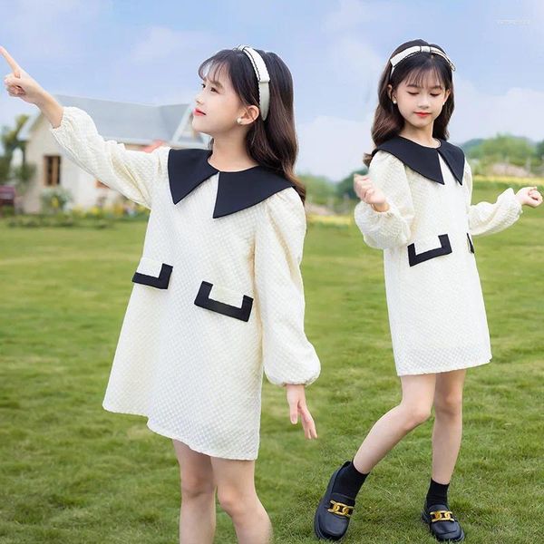 Abiti da ragazza coreano primavera autunno adolescenti bambini ragazze piccola fragranza abito da principessa abbigliamento per bambini alla moda per bambini