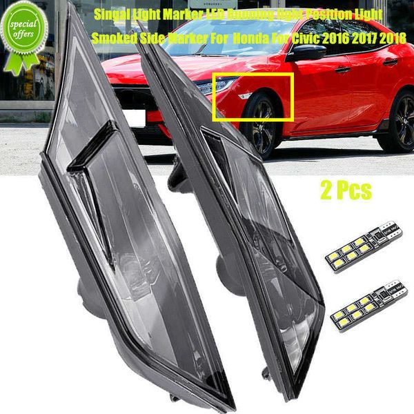 Neu 1 Paar Auto Seitenmarkierungsleuchten Smoked Black Front Side Marker Light Kit Blinkerleuchte oder Honda für Civic10th 2016-2018