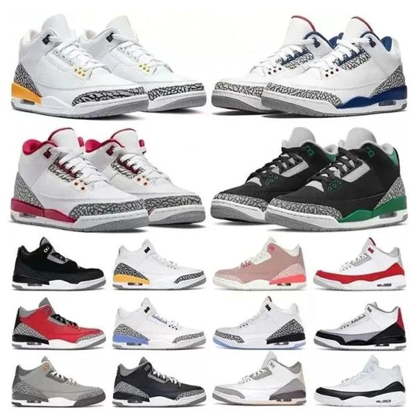 Jumpman 3 Uomo Scarpe da pallacanestro 3s Nero Retro Cardinale Rosso Blu scuro Verde pino Grigio freddo Frammento laser Arancione Georgetown Scarpe da ginnastica Scarpe da ginnastica