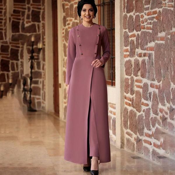 Abbigliamento etnico Siskakia Abaya musulmano Set Turchia Festa serale Abito lungo e pantaloni lunghi Due pezzi Banchetto Festa Eid Mubarak Dubai