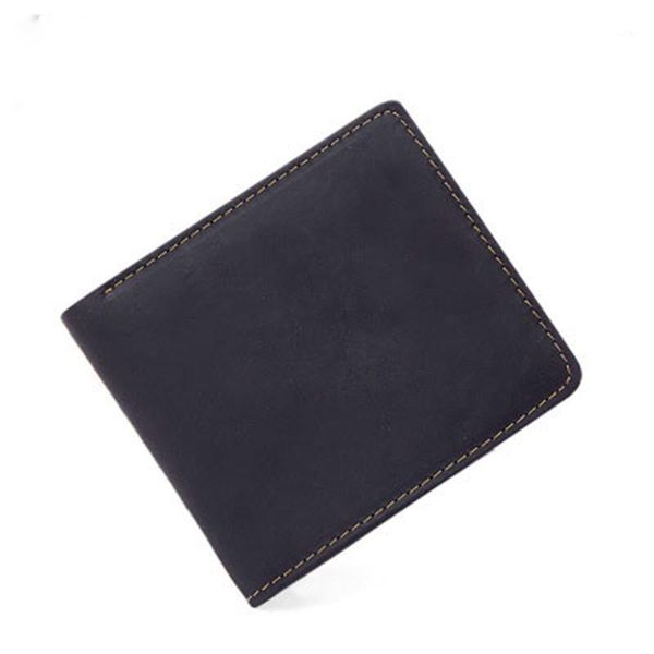 Wallets Models Crazy Leather Men Wallet Short Retro Casual Horizontal Parágrafo Bola Bola Id Titulares de Id