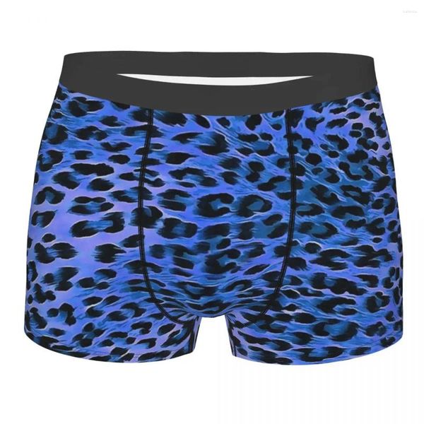 Cuecas homens tons azuis leopardo pele camuflagem boxer briefs shorts calcinha respirável roupa interior masculino humor