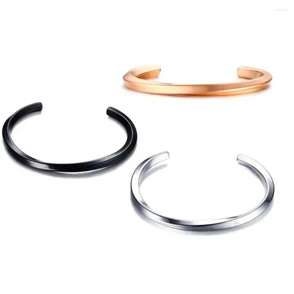 Bangle Qualidade Masculino Meninos Retro Preto Prata Cor de Ouro Presentes de Aço Inoxidável para Mulheres Homens Jóias Bangles Pulseiras Open Cuff