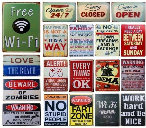 Other Fashion Accessories Vintage Metal Painting Tin Signs Shop Prompt Open Closed Decorative board Retro Warning Plaque Rustic Wall Crafts Garage Bar Home 5135401