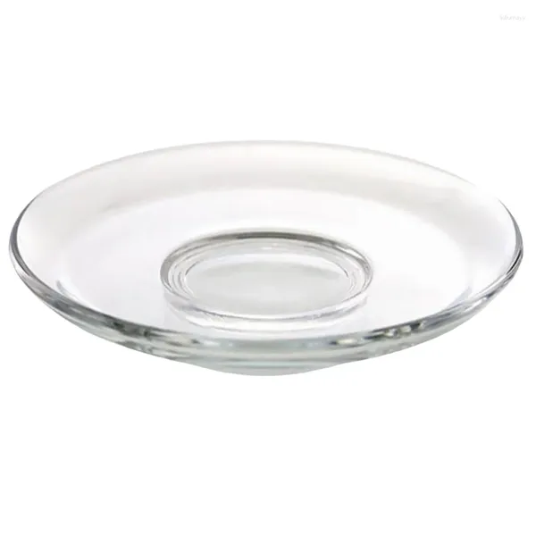 Tazze Piattini Tappetino per tazza da tavolo Sottobicchieri da tè in vetro Piatti rotondi Piatti decorativi trasparenti per riporre snack Tavolino da caffè