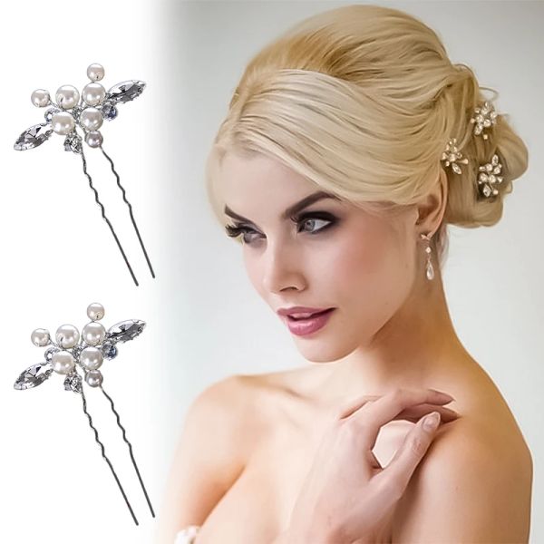 Nuovi fermagli per capelli con fiore di perle, fermagli per forcine per donne, forcine in cristallo, copricapo da sposa, copricapo da sposa, accessori per capelli da damigella d'onore