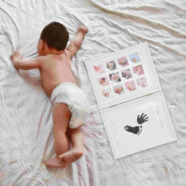 Rahmen Baby Mädchen Geschenke Säuglingswachstum Rahmen Buchstil Handabdruck Po Weiß Desktop Schmuck Bild Kind