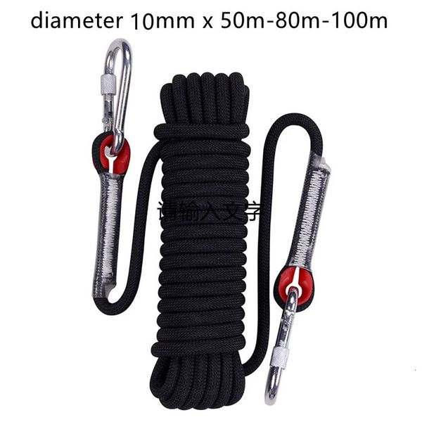 Cordas de escalada D10mm x 50m 80m 100m com fivela Corda de escalada ao ar livre Equipamento de acampamento Engrenagem Wall Hill Survival Fire Escape Ferramentas de segurança 231101