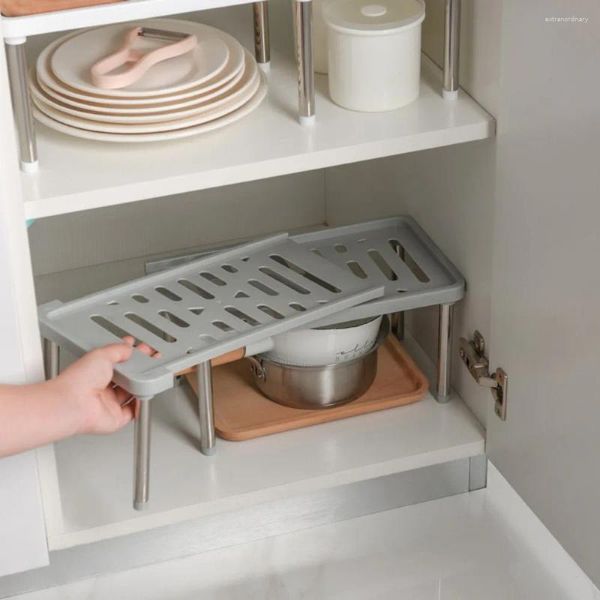 Prateleira de armazenamento de cozinha organizador tipo piso ajustável extensível dupla camada pratos rack multifuncional sapatos prateleiras