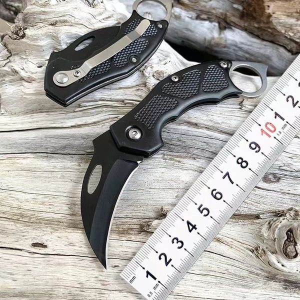 Coltello pieghevole piccolo Coltello da campeggio portatile NUOVO Coltello tascabile esterno multifunzione in acciaio inossidabile Strumento EDC MINI Lame curve Karambit Nero