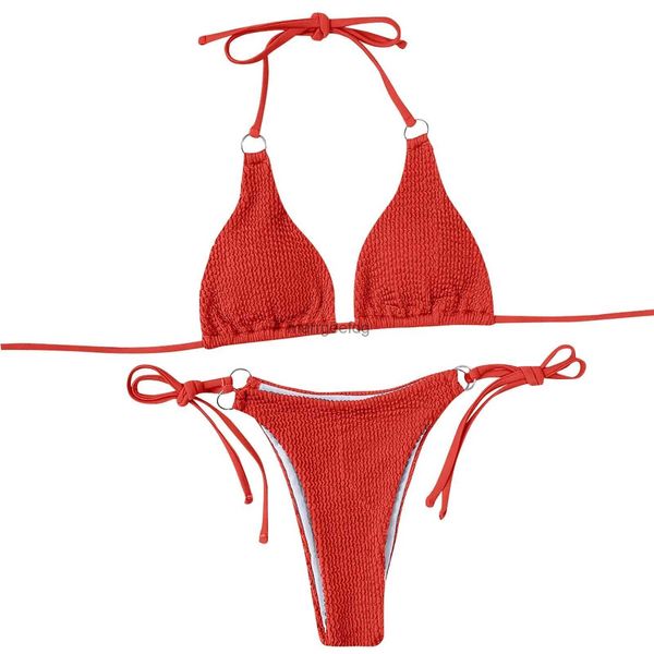 Damenbadebekleidung Damenbadebekleidung 2023 Neuer Bikini Zweiteiliger Badeanzug Split Solid Color Low Waist Hot Spring Sexy Bikini-Sets YQ231101