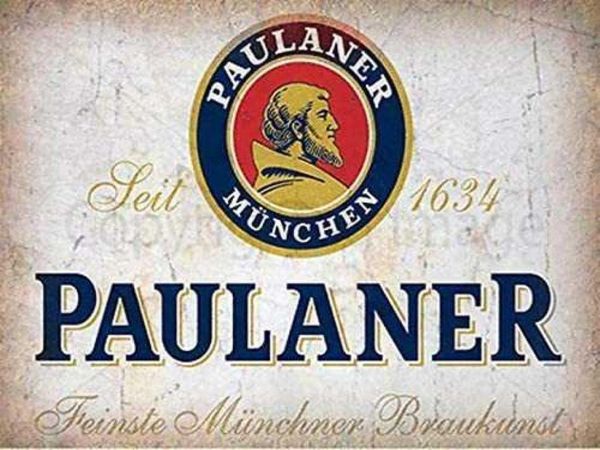 Sinais de estanho vintage paulaner cerveja alemanha vintage pub bar decoração de parede sinal de metal casa bar garagem decoração sinal 8x1 2 Polegada6937355