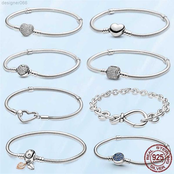 Verkauf Femme Armband 925 Sterling Silber Herz Schlangenkette für Frauen passend für Pandora Charm Beads Schmuck Geschenk mit Originalverpackung