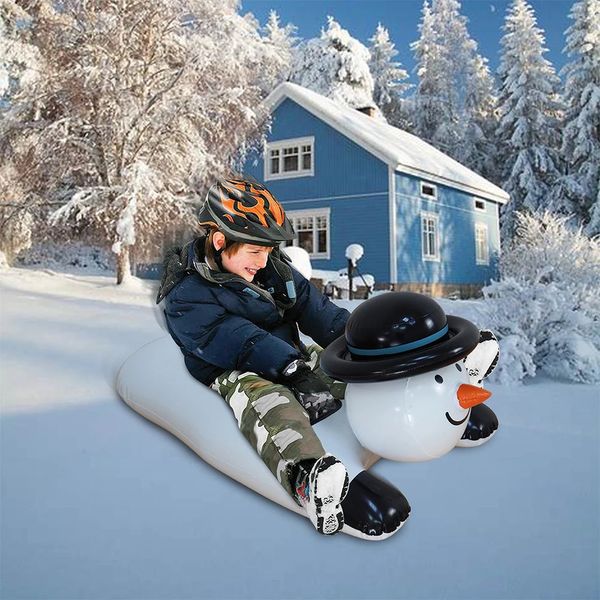 Rodeln Winter Aufblasbares Skibrett PVC Verschleißfester Schneeschlitten Niedlicher Schneemann-Skiring Weihnachtsschlitten Kind Outdoor-Unterhaltung 231101