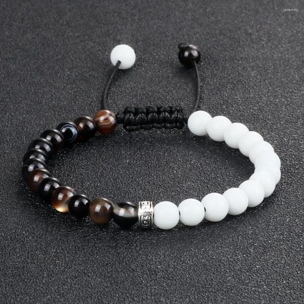 Strand Natural Energy Stone Bracelet Charm 6 мм Tiger Agates Agates ручной работы Yinyang Bangles for Women Men rewerly