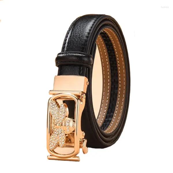 Gürtel Für Frauen Echtes Leder Pu Mixed Damen Strap Luxus Mode Designer Goldene Automatische Biene Metall Schnalle Taille Kette