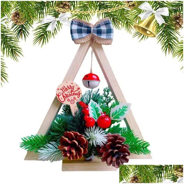 Kerstversiering Kerstversiering Bureau Ledboom Verlichte houten centerpieces Ornamenten Grenen Materiaal Decoratiebenodigdheden voor Dhyeb