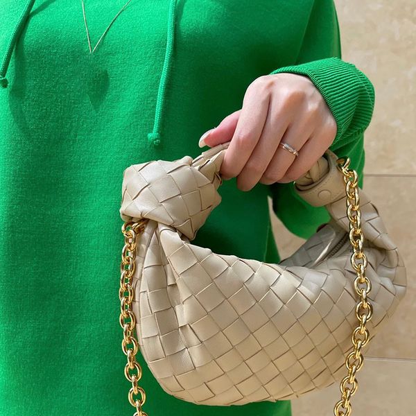 6A Designer tecido crescente bolsa nova corrente crossbody bolsa de couro genuíno bolsa de ombro de alta qualidade bolsa de mão completa e redonda bolsa de ombro feminina
