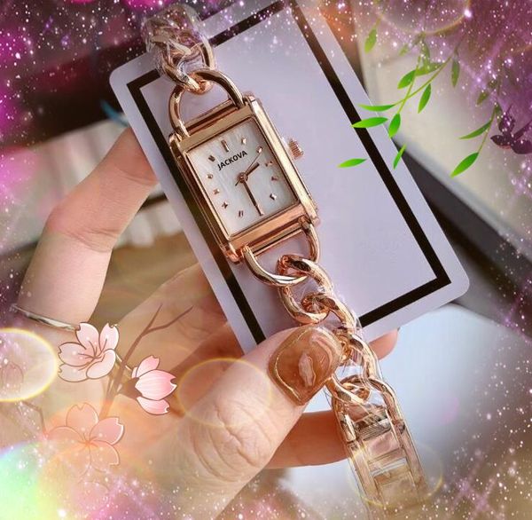 Moda pequena forma de retângulo dial face movimento de quartzo relógio feminino popular pulseira de aço inoxidável relógio negócios casual ouro prata cor bonito relógios presentes