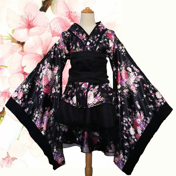 Ethnische Kleidung Frauen Sexy Kimono Sakura Anime Kostüm Japanischer traditioneller Druck Vintage Original Tradition Seide Yukata Kleid S-XXXL 230331