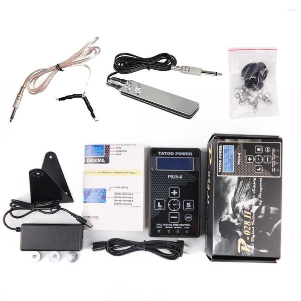 Tattoo Guns Kits HP-2 Plus Netzteil mit Edelstahl Fußschalter Clip Draht Set Berührbare LED-Bildschirm-Timing-Funktion