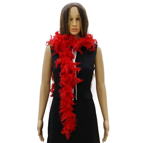40 Gramm rote Truthahn-Marabou-Federboa, 2 Meter Federbesatz für Kostüm, Kleid, Dekoration, Schal, mehrfarbig