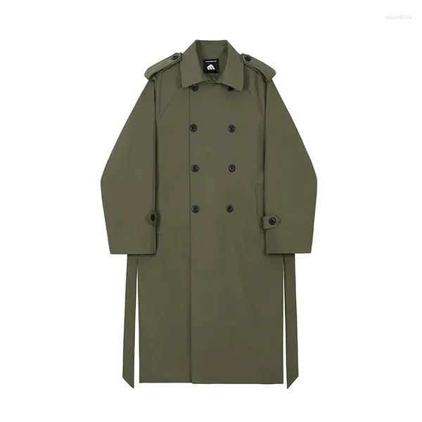 Trench da uomo 2023 Giacca a vento autunnale di media lunghezza sopra il ginocchio Cappotto bello coreano allentato con cintura Giacche casual da uomo