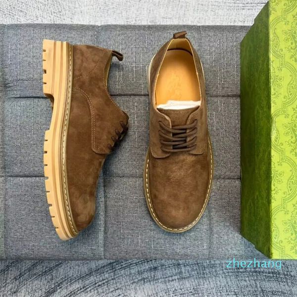 2023-luxo designer homens oxfords solas de borracha sapatos de plataforma homens bloco de salto rendas até vestido de negócios sapato mocassins de couro inverno qualidade superior