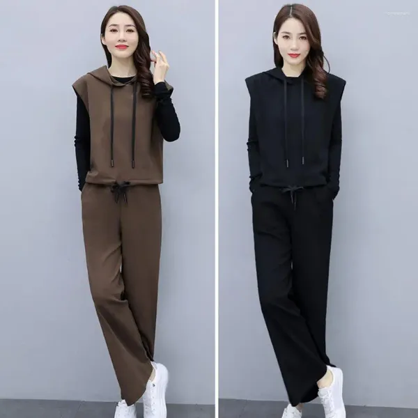 Calças femininas de duas peças outono inverno mulheres tracksuits há peças conjunto moletom com capuz outfits casual streetwear moda feminina ternos esportivos