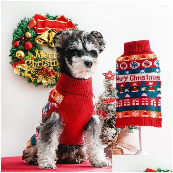 Vestuário para cães Vestuário para cães Pet Redondo Pescoço Suéter Fluffy Moletom Macio Algodão-Acolchoado Casaco Ao Ar Livre Colete Jaqueta Natal Festa de Feriado K Dhblg