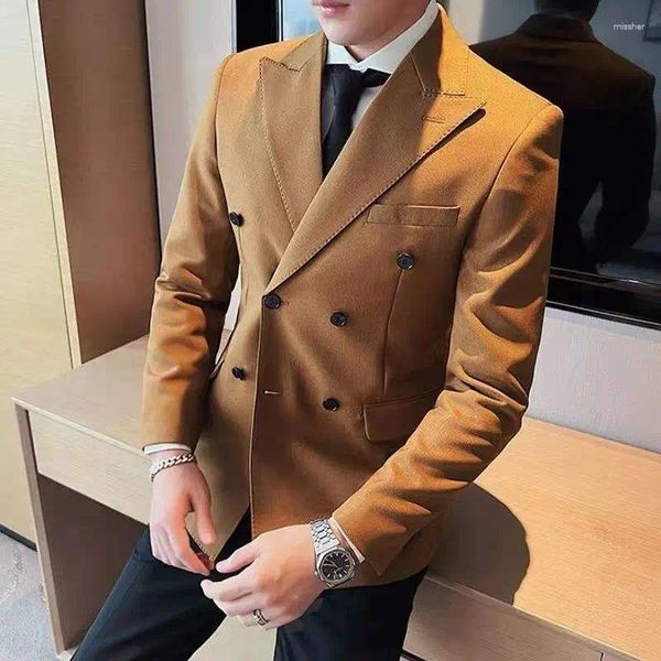 Ternos masculinos trespassado terno negócios casual vestido fino estilo inglês casaco festa escritório casamento homem