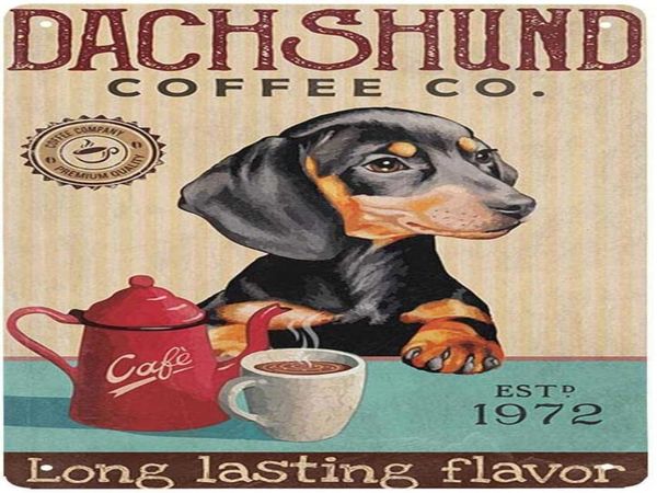 Dachshund cão empresa cão sinais de metal ao ar livre retro metal estanho sinal vintage para casa café decoração da parede 8x1 2 Polegada6295192