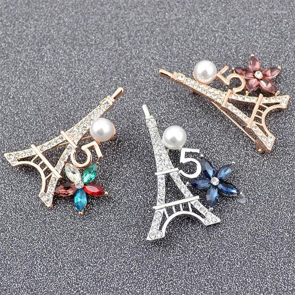 Broches clássicos Eiffel Tower Broche Rhinestone Pearl Broches Broche