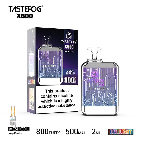 % 100 Orijinal Tastefog X800 Puff Teşhal Vape Kutusu 2% 2ML TPD Vizyon 20 Flavlar Stokta