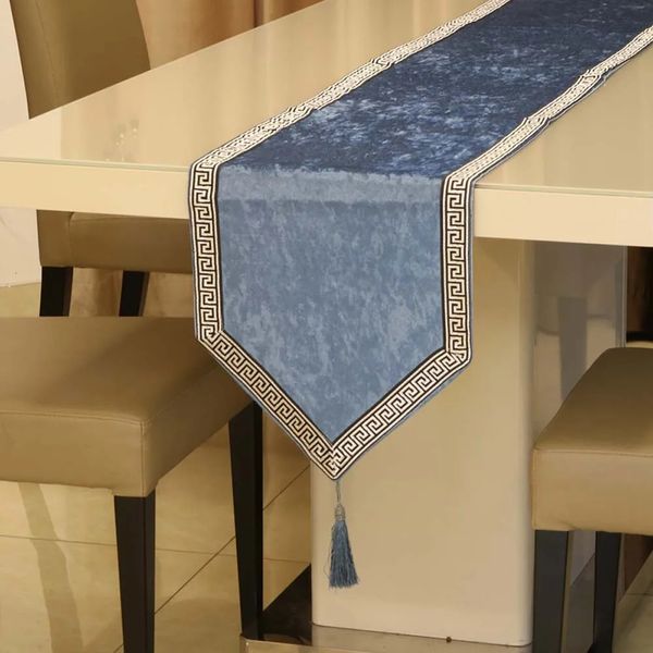 Corredor de mesa chinês high-end corredor de mesa bandeira tv shose gabinete capa pano europeu veludo cama corredor simples cor mesa de jantar pano decoração 231101