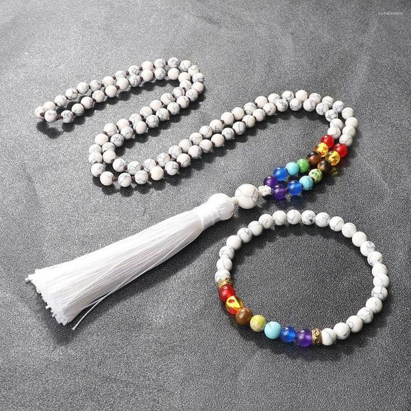 Strand 7 Chakra Naturstein Halskette Armband handgefertigt Perlen 108 Mala Perlen Halsketten