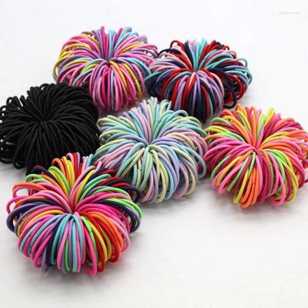 Accessori per capelli 100 Pz/lotto Fasce per Bambini in Nylon per Ragazze Elastico in Gomma Scrunchy Cravatta per Bambini Baby Scrunchie Set di Accesso