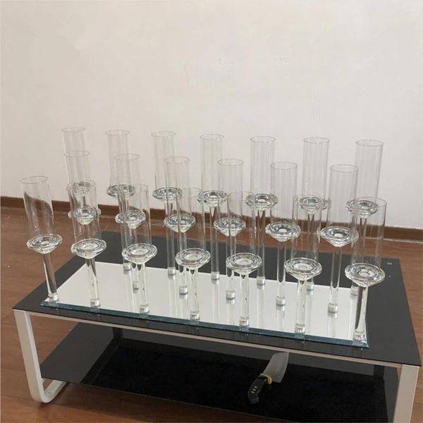 Titulares de vela 4pcs0Wholesale Mesa Central Centerpieces Clear Acrílico Suporte Flor Stand para Decoração AB0038