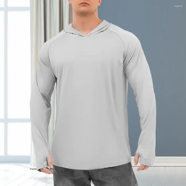 T-shirts pour hommes T-shirts de protection solaire T-shirts à capuche à manches longues pour hommes Casual Résistant aux UV Respirant Léger Séchage rapide Homme