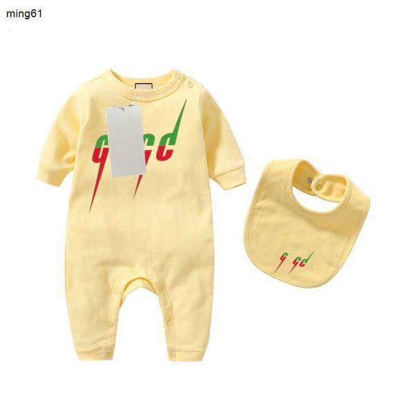 Marke geboren Baby Junge Mädchen Brief Kostüm Overalls Kleidung Overall Kinder Body für Babys Outfit Strampler Outfit Lätzchen 2-teiliges Set