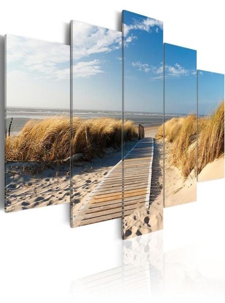 Senza cornice5PCSSet paesaggio moderno spiaggia selvaggia stampa artistica senza cornice pittura su tela immagine della parete decorazione della casa2571133