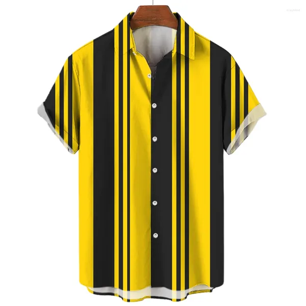 Camisas casuais masculinas listras havaianas camisa simples para moda streetwear dazn manga curta respirável roupas superiores harajuku férias