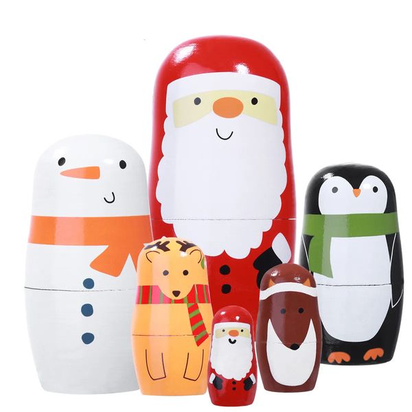 Puppen 5/6 Stück Weihnachtsmann, russische Matroschka-Puppen, handgefertigt aus Holz, Spielzeug für Kinder, Weihnachtsgeschenk, 231031