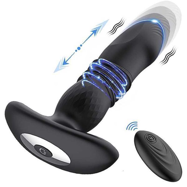 Sexspielzeug-Massagegerät für Erwachsene, automatischer Analplug, Teleskop-Vibrationsdildo für Frauen, Vibrator mit Stimulator, kabellose Fernbedienung, Prostata-Männer