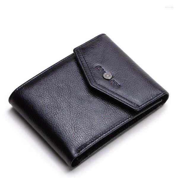Carteiras moda couro masculino carteira de couro genuíno casual horizontal bolsa holográfica de alta qualidade design de luxo clipe de dinheiro