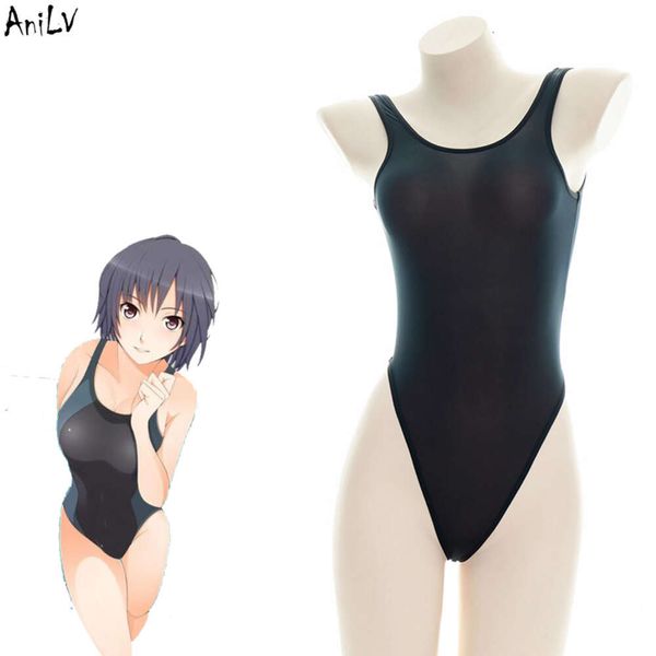 Ani anime suave mordida ss nanasaki ai bodysuit sem costas traje de banho uniforme preto collant apertado roupa de banho de uma peça cosplay cosplay